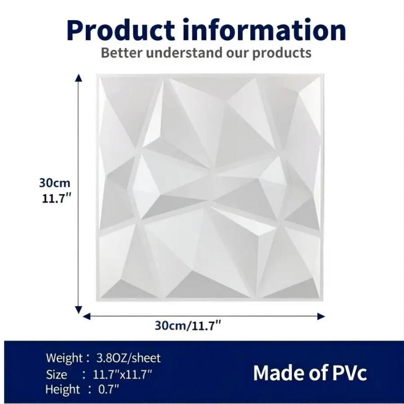 Description Picture 3 of item(pack of 12)Decorative 3D wall panel with diamond design, 30.48 cm x 30.48 cm