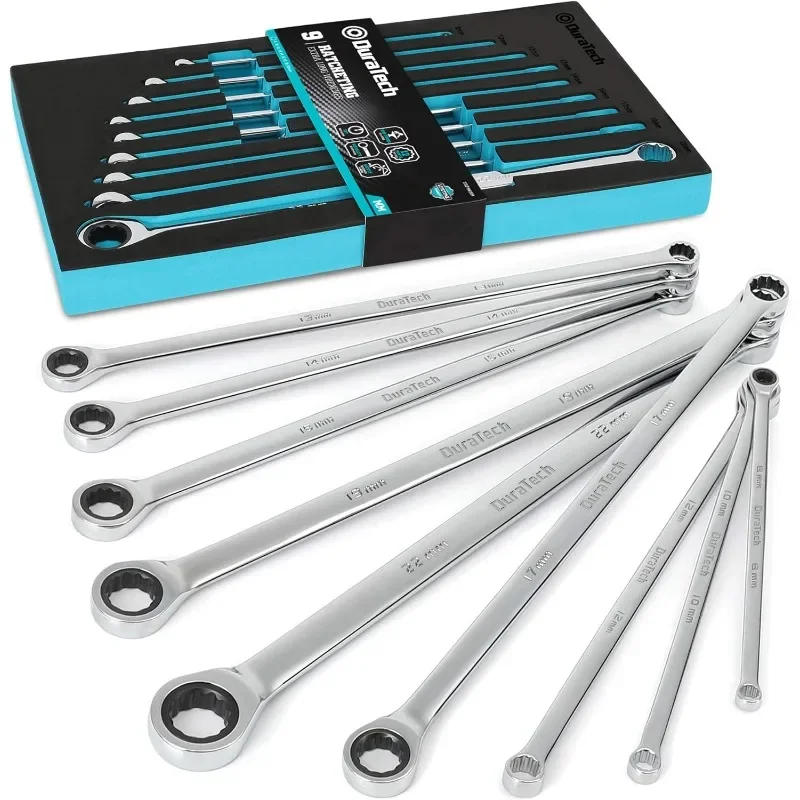 Description Picture 2 of itemDouble Box End Wrench Set, Metric, 9-Piece, 8,10,12,13,14,16,17,19,22 mm, CR-V Steel, with EVA Foam Tool Organizer