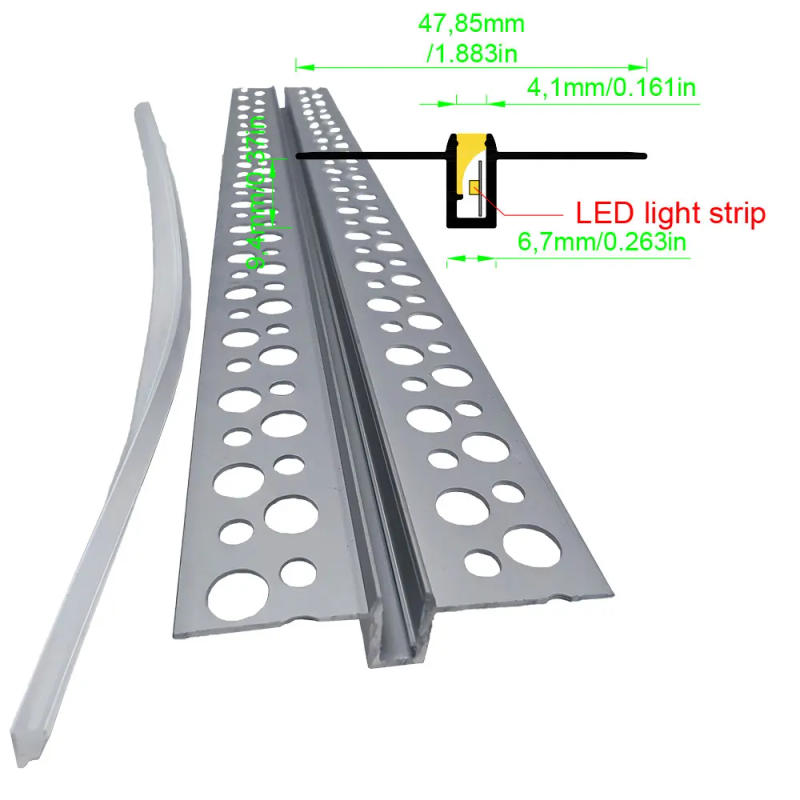 Description Picture 4 of item48*13mm 1pcs 0.5m LED Aluminum Profile Channel for Ceiling Wall Light Aluminium LED Strip with Milky Cover and LED Strip