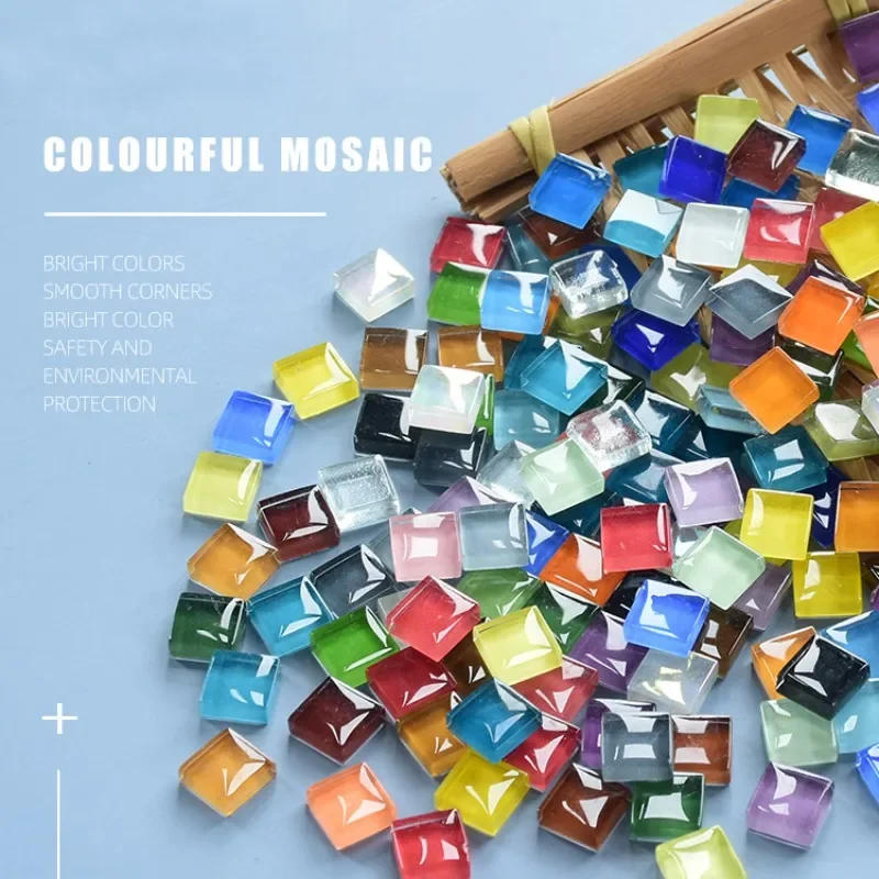 Description Picture 2 of item450pcs Square Crystal Glass Colorful Mosaic Stones DIY Mosaic Making Stones for Craft Hobby Arts Home Wall Decoration