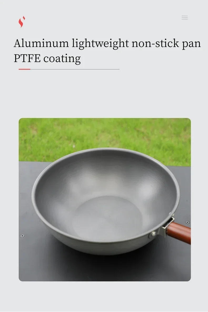 Description Picture 3 of itemPortable Outdoor Frying Pan With Handle Storage Bag For Camping Hiking Picnic Cookware Wok Lightweight Non-stick Frying Pan