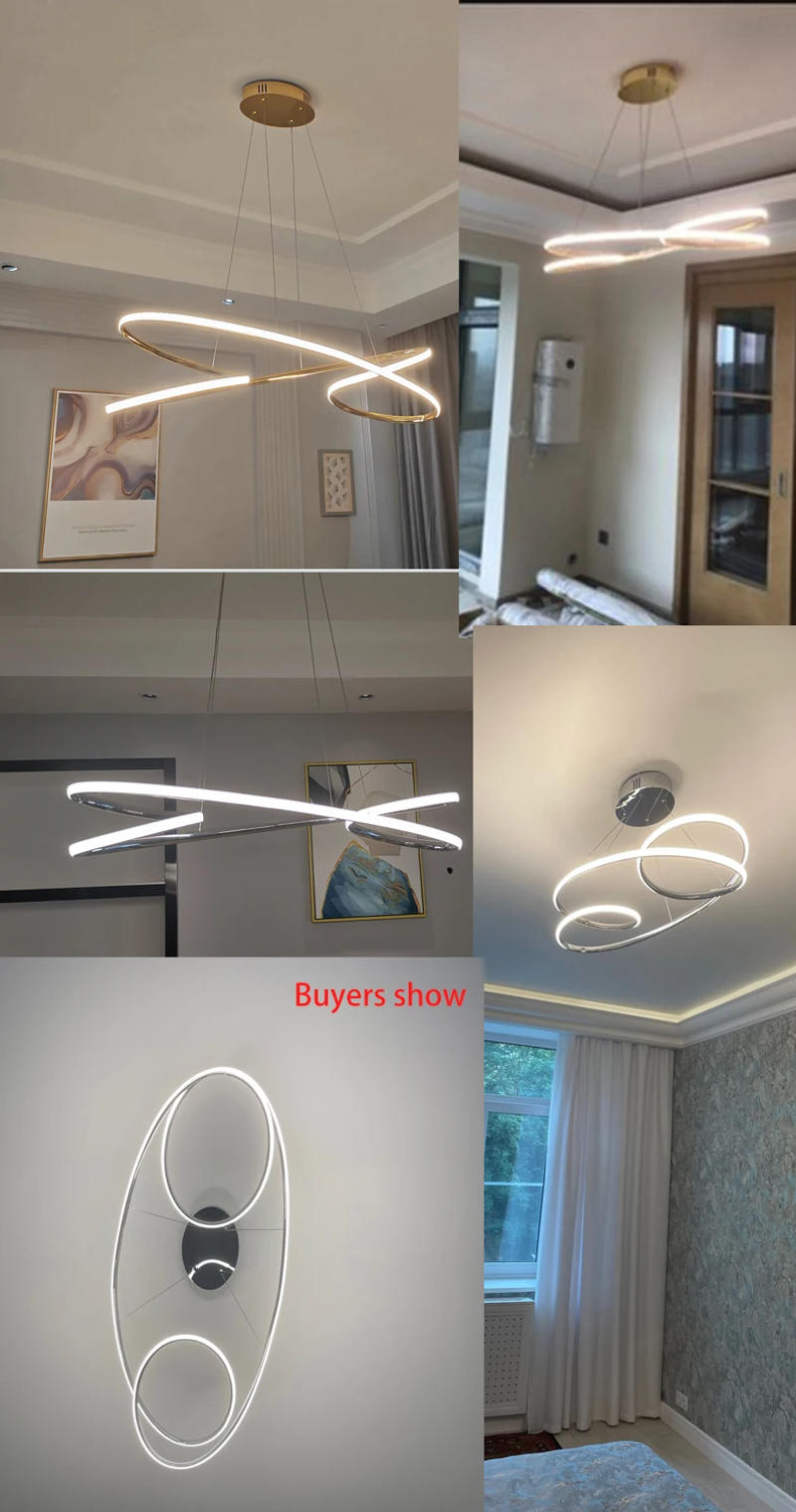 Description Picture 2 of item2024 Minimalism LED Pendant Light Gold Nordic Chandelier Restaurant Hanging Lamps For Bedroom Living Rooms Indoor Lighting