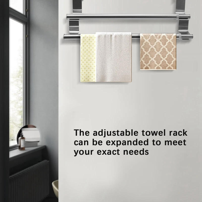 Description Picture 5 of itemKitchen Over Cabinet Double Towel Bar Rack, Expandable Hand Towel Holder For Universal Fit On Inside Or Outside