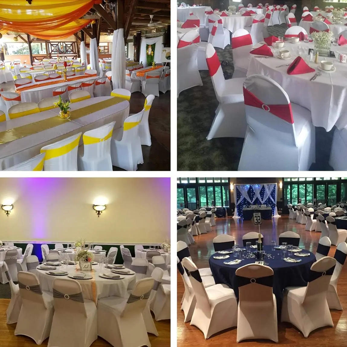 Description Picture 2 of item100/50/10pcs Elastic Chair Knot Wedding Decoration Buckle Sashes Back Cover Mariage Hotel Home Seat Elegant Modern Ribbon Decors