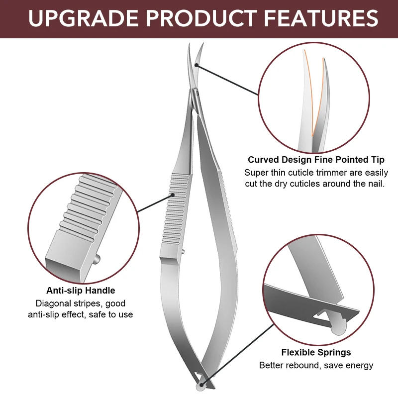 Description Picture 3 of item1Pcs Extra Fine Curved Cuticle Scissors for Men Women Multi Purpose Small Manicure Pedicure Finger Toe Nail Cuticle Scissors