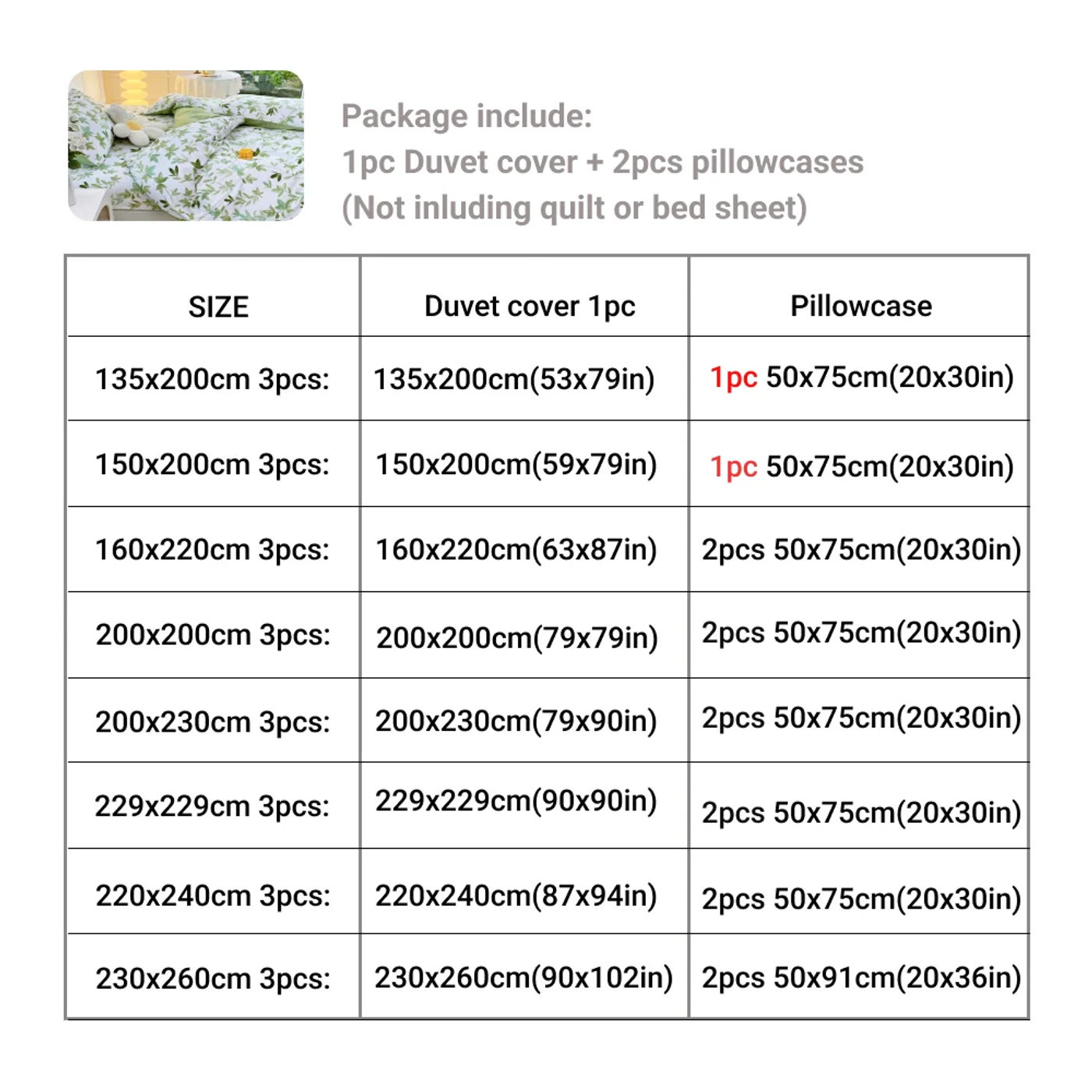Description Picture 3 of item2/3pcs Set Green Flower Print Duvet Cover with Pillow Case Nordic Comforter Bedding Set Quilt Cover Queen/King Double  Bed