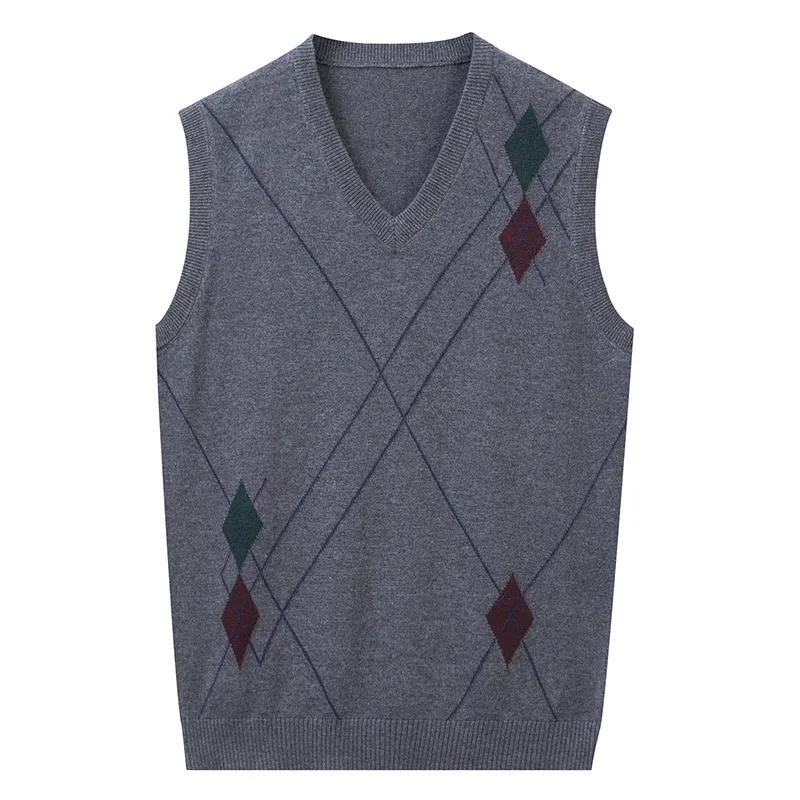 Description Picture 5 of itemKorean Fashion Men's Wool Knitted Casua Vest V-neck Slim Fit Sleeveless Business Waistcoat  Wool Vest Plus Size 3XL