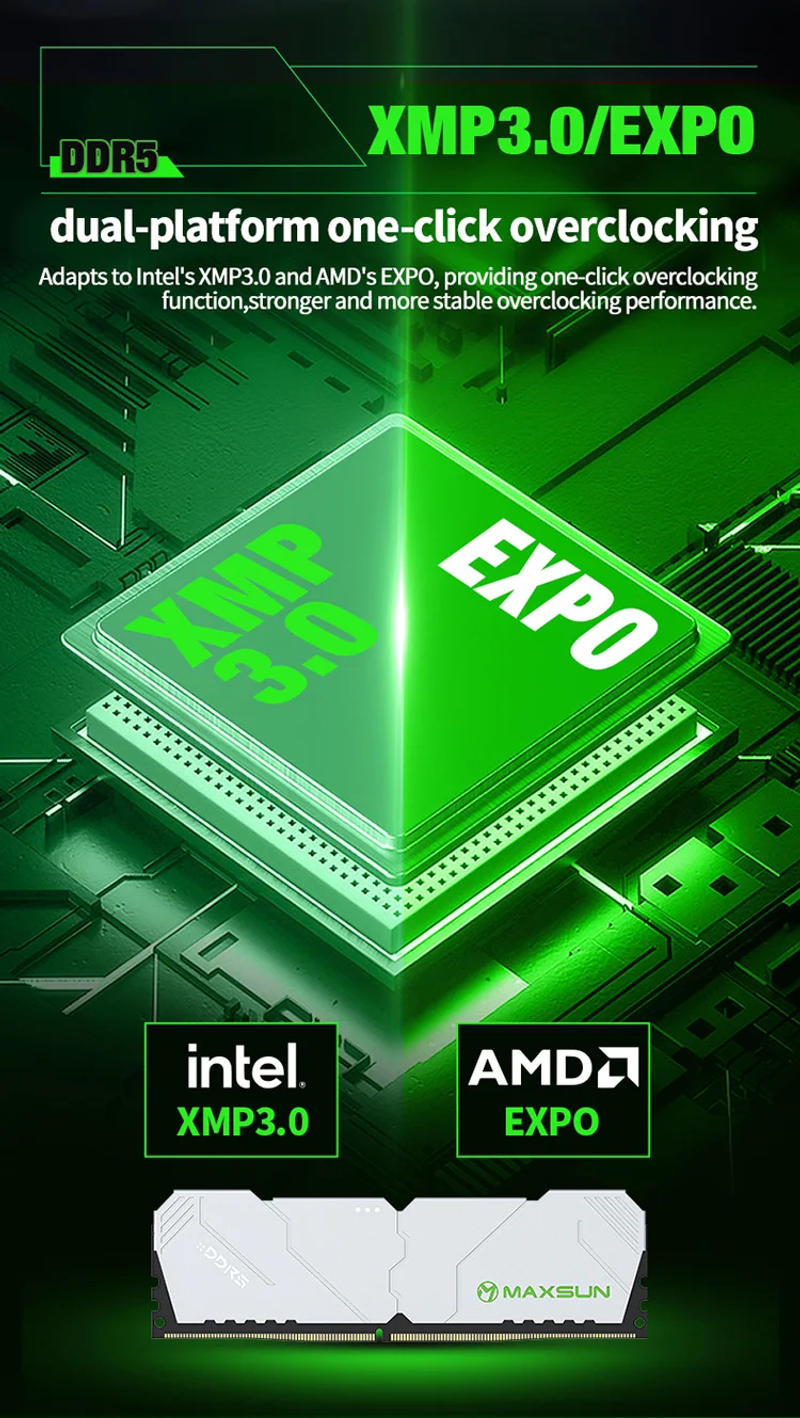 Description Picture 5 of itemMAXSUN New DDR5 Memory RAM 16GB 5600MHz 6000MHz DDR5 Ram Desktop Memory 288Pin Dimm Computer components Gaming Computer Rams