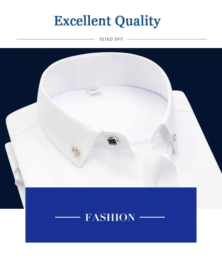 Description Picture 6 of itemHigh Quality Non-ironing Men Dress Shirt Short Sleeve New Solid Male Clothing Fit Business Shirts White Blue Navy Black Red