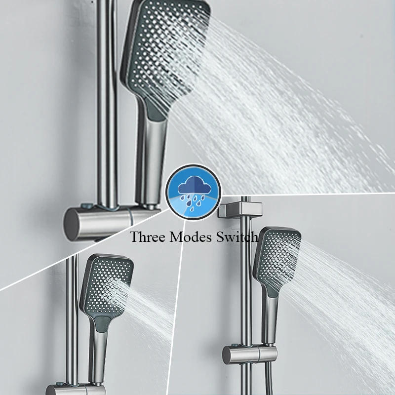 Description Picture 3 of itemAluminium Alloy Gray Bathroom Shower Set LCD Digital Display Smart Tech System Shower Bidet 4 Function Shower Wall
