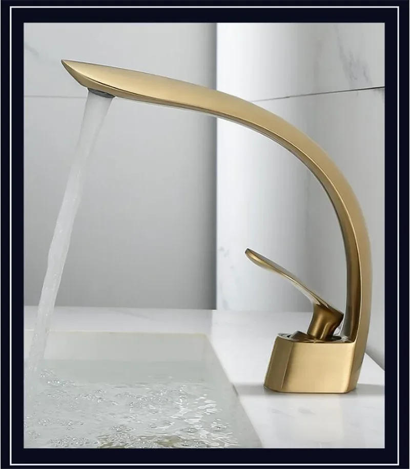 Description Picture 5 of itemBasin Faucet Brushed Gold Bathroom Mixer Tap Grey/Black Wash basin Single Handle Hot and Cold Waterfall