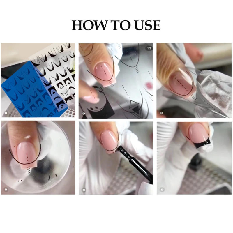 Description Picture 2 of itemFrench Stripe Line Nail Art Templates Stamping Plate Flowers Print Texture Gel Stainless Steel Printing Stencil Manicure Product