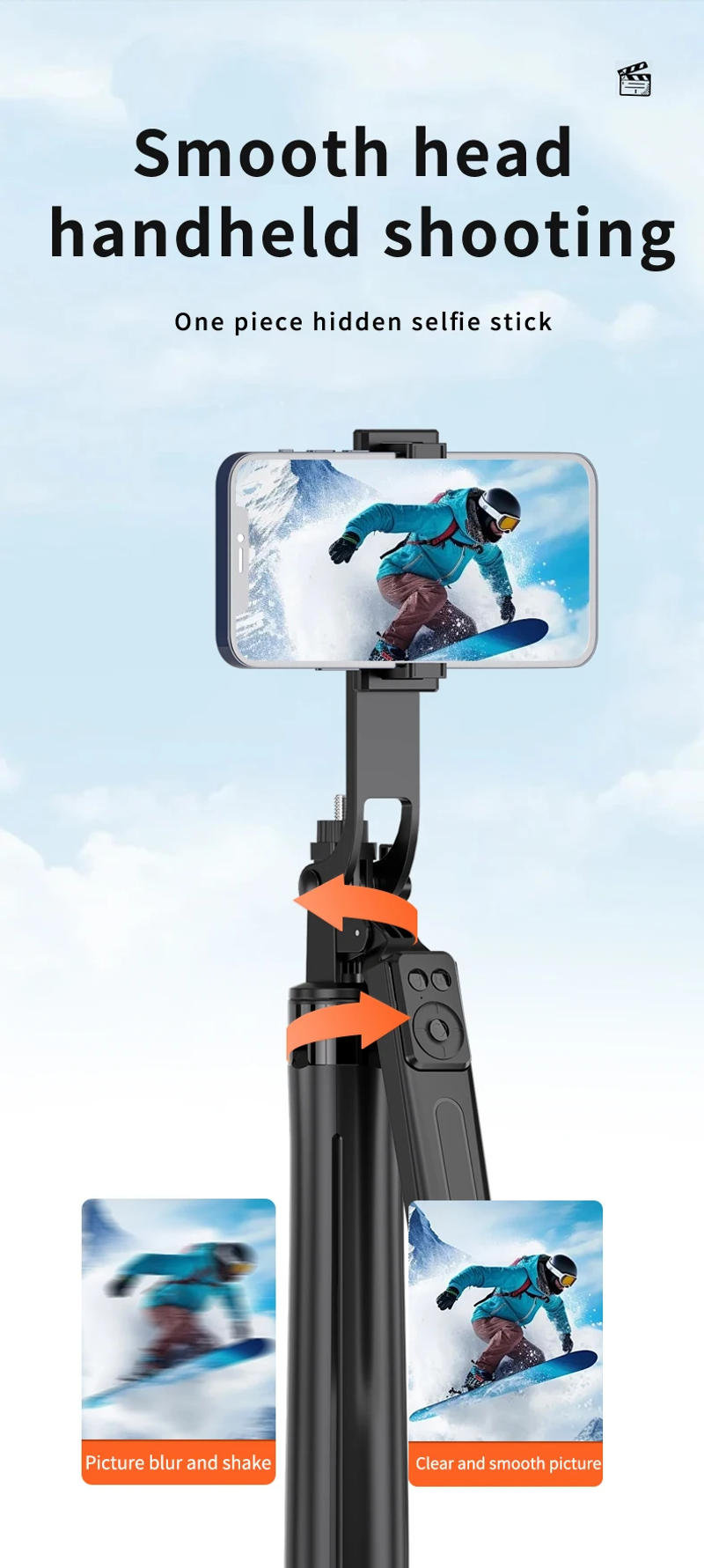 Description Picture 6 of itemBOEICA A17 180cm Selfie Stick Foldable Monopod With Detachable Bluetooth Remote Control Tripod Stand for Cell Phone Camera