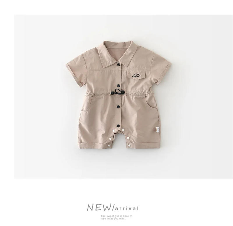 Description Picture 3 of itemSummerBaby Romper Kids Casual Style Utility Short Sleeve Collar Waistcoat Jumpsuit 0-3 Years Infant Clothes