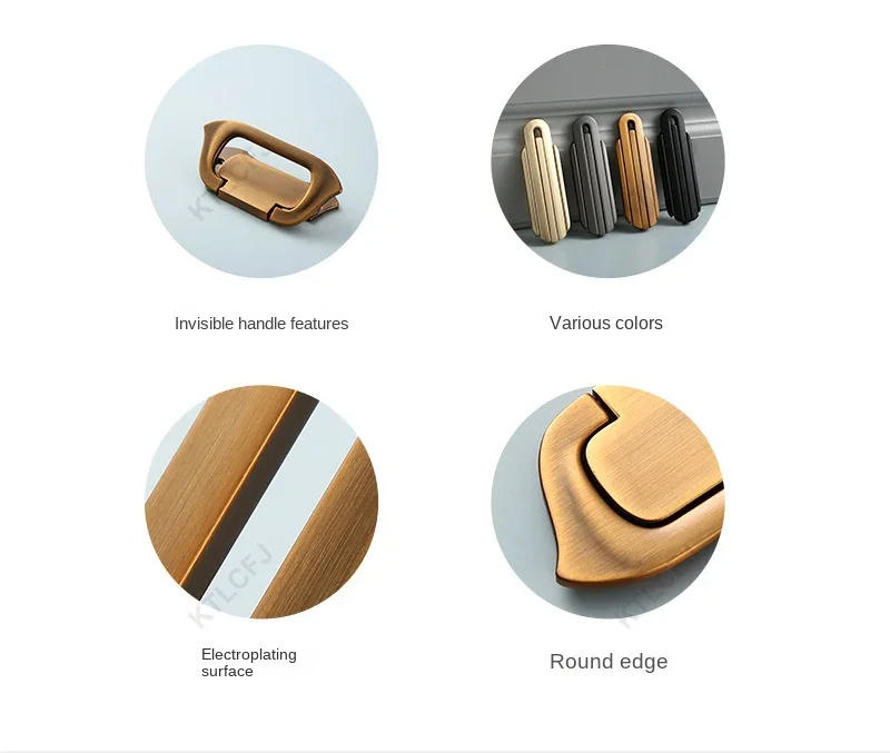 Description Picture 4 of itemSolid Base Zinc Alloy Flat Handle Light Luxury and Simple American Style Retro Tatami Cabinet Wardrobe Door Handle