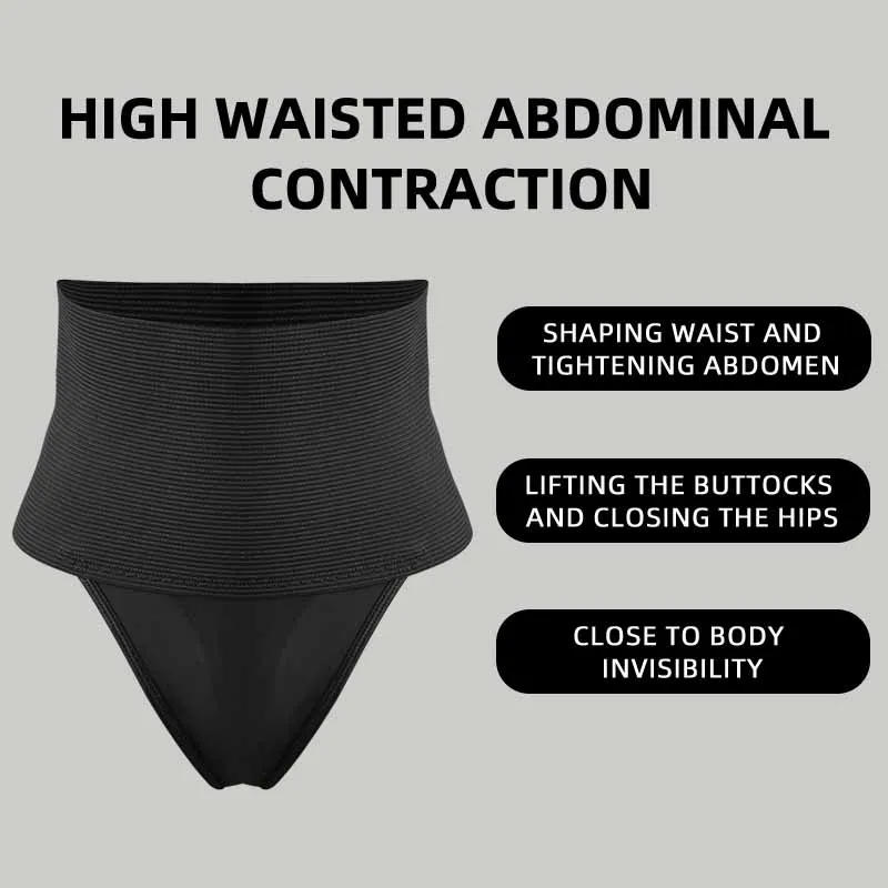 Description Picture 3 of itemWomen High Waist Shaper Thongs Tummy Control Underwear Elastic G-string Intimates Panties Female Lingerie Flat Belly Shapewear