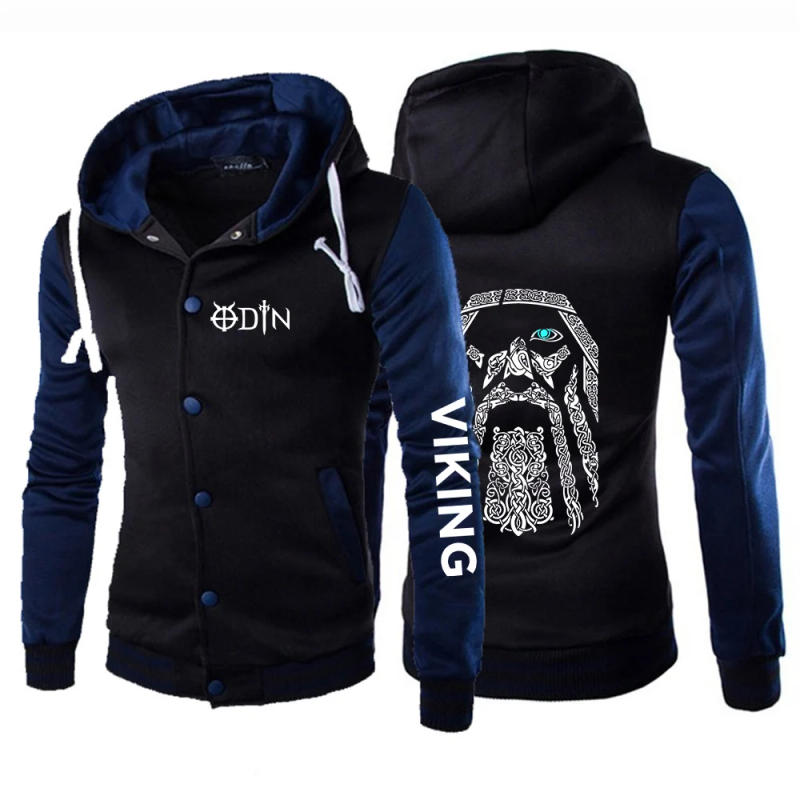 Description Picture 5 of item2023 New Vikings Odin Warrior Legend Baseball Uniform Mens Casual Sweatshirt Autumn Winter Jacket Cardigan Sweater Coat Tops