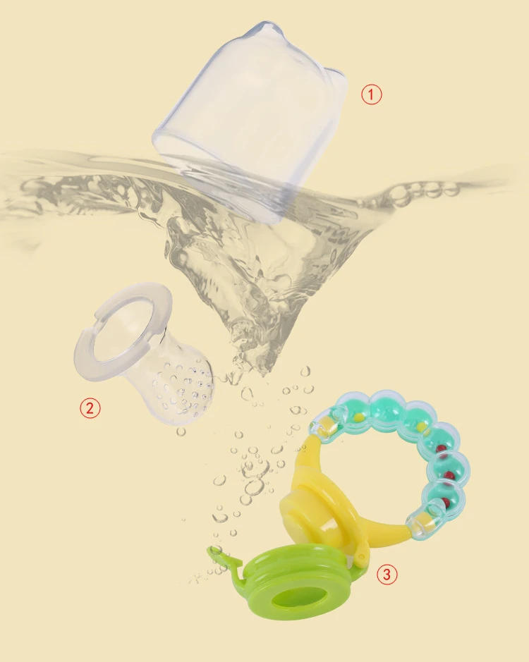 Description Picture 6 of itemBaby Food Nibbler Feeding Spoon Bell Ring Juice Extractor Pacifier Chew Silicone Gum Fruit Vegetable Bite Eat Auxiliary Bottles