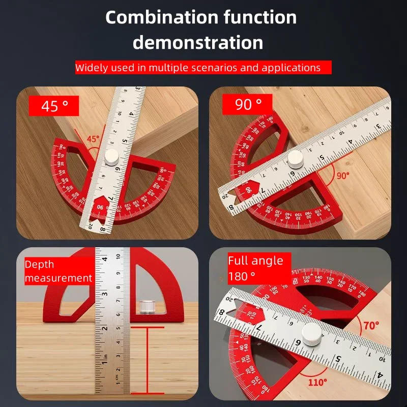 Description Picture 6 of itemAngle Ruler Protractor tool for Carpenters with 0-180 Degrees Measuring Woodworking Tools Adjustable Construction Protractors