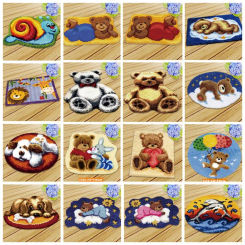 Cute Bear Series DIY Carpet Latch Hook Rug Kits Cartoon Animals Segment Embroidery Materials Package Latch-Hook-Kit knooppakket