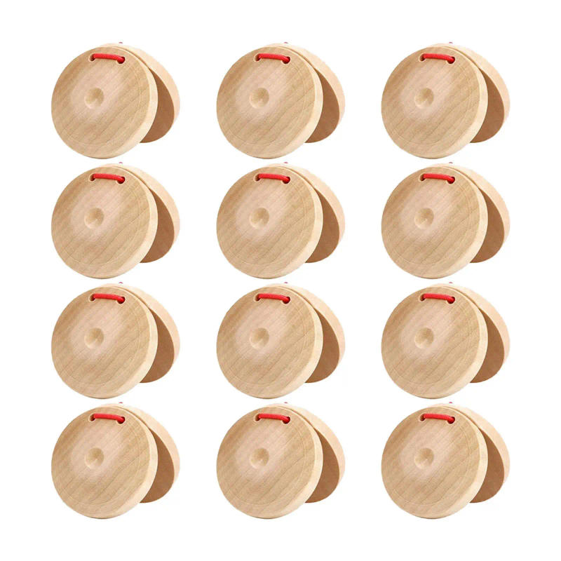 Description Picture 2 of itemWooden Castanets Musical Toys Musical Castanets Percussion Instrument Rhythm Toys for Children Baby Boys Girls Kids Party