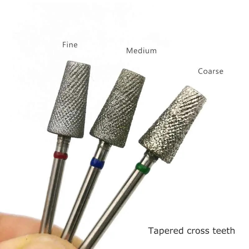 Description Picture 2 of itemHYTOOS Diamond Cross Teeth Tapered Nail Drill Bits 3/32" Cuticle Clean Burr Manicure Bit Drill Machine Accessories Supplier