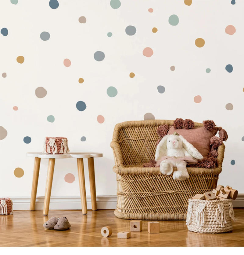Description Picture 2 of itemBoho Colorful Polka Dots Children Wall Stickers Removable Nursery Wall Decals Poster Print Kids Bedroom Interior Home Decor