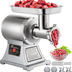 Commercial Meat Grinder,550LB/h 1100W, 220 RPM Heavy Duty Stainless Steel Industrial Meat Mincer w/2 Blades, Grinding P
