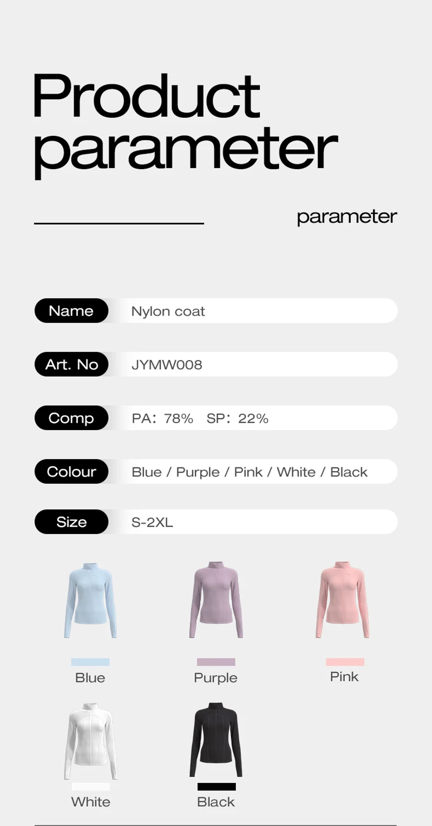 Description Picture 4 of itemWomen's Solid Zip Up Thumb Hole Sports Jacket, Long Sleeve Stand Collar Outerwear for Yoga Gym Workout, Ladies Sportswear for Al