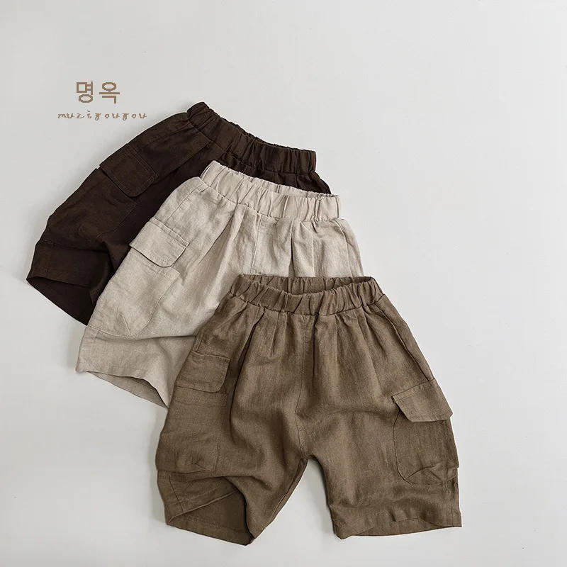 Description Picture 2 of itemCotton and Linen~Summer Boys' Cropped Pants, Children's Casual Workwear Shorts, Girls' Japanese and Korean Pants