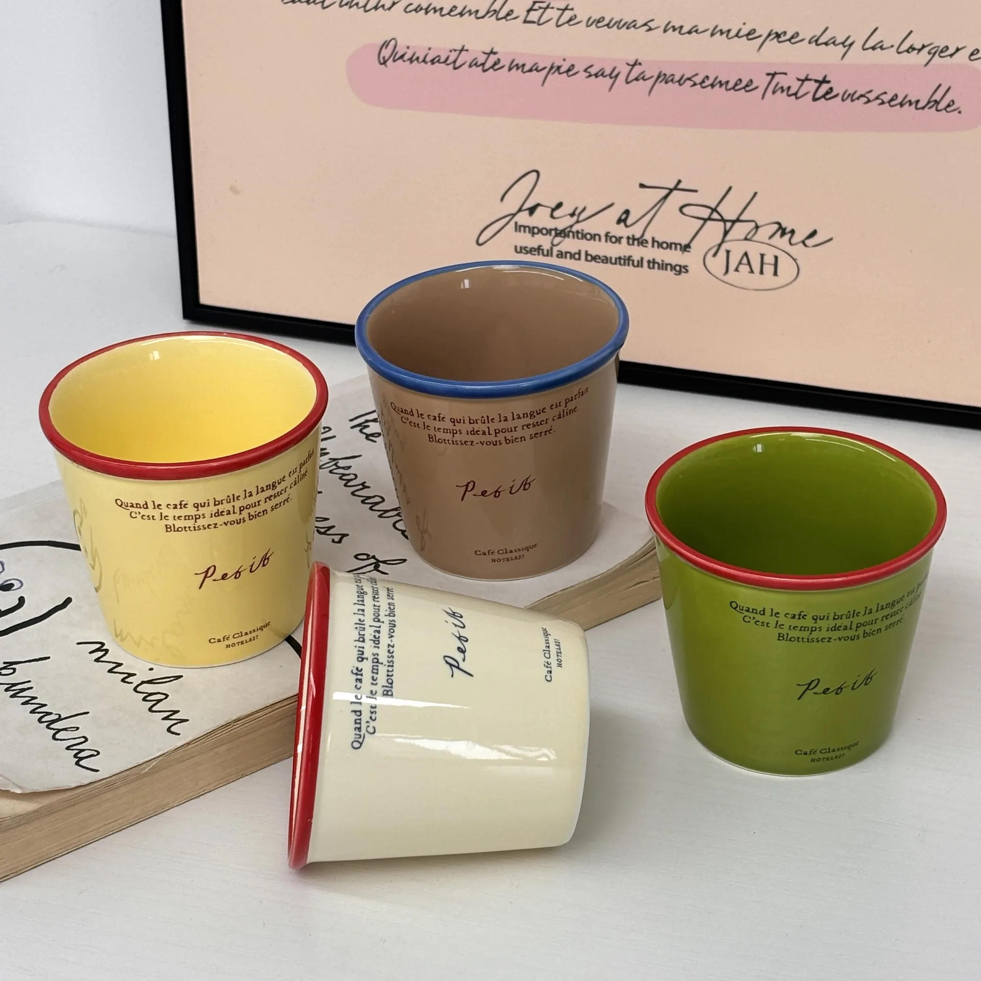 Description Picture 2 of itemVintage Straight Water Cup Creative Japanese Letter Large Capacity Ceramic Coffee Cups Couple Household Mug Drinkware
