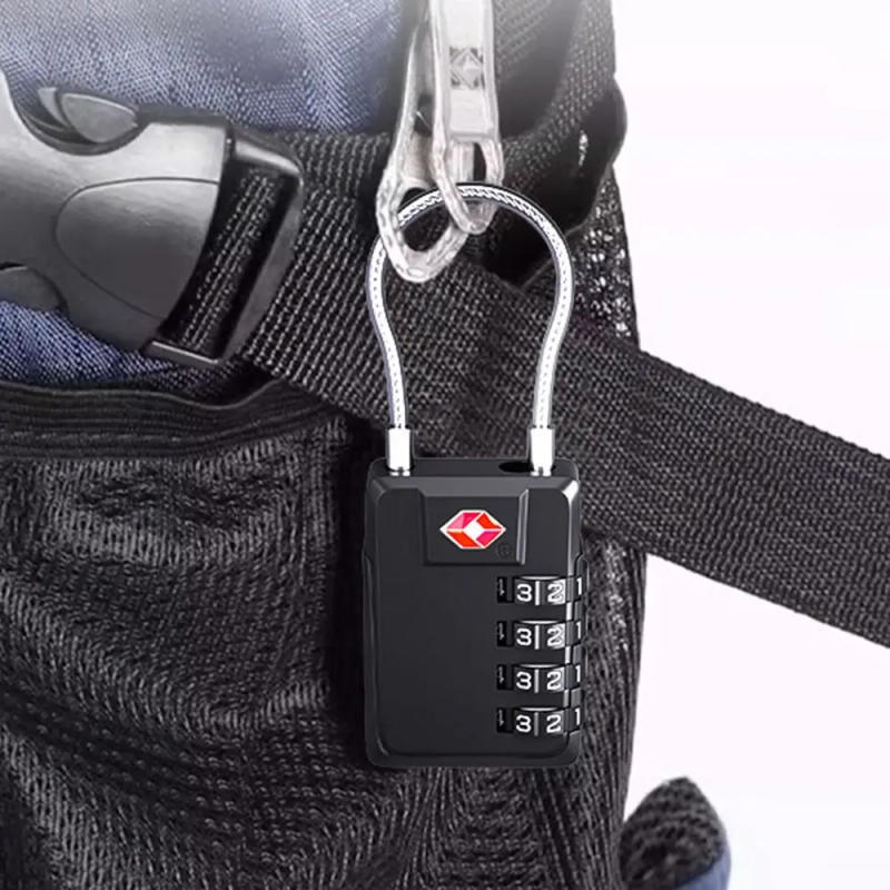 Description Picture 6 of itemPortable TSA Customs Wire Rope Padlock Travel Suitcase Luggage Anti-theft Coded Lock 4 Dial Digit Combination Lock Security Tool