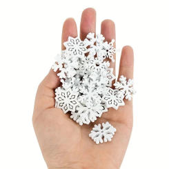 50pcs 25mm Wooden Christmas Snowflake Cutouts Slices Ornaments For Scrapbooking Embellishments DIY Xmas Winter Crafts