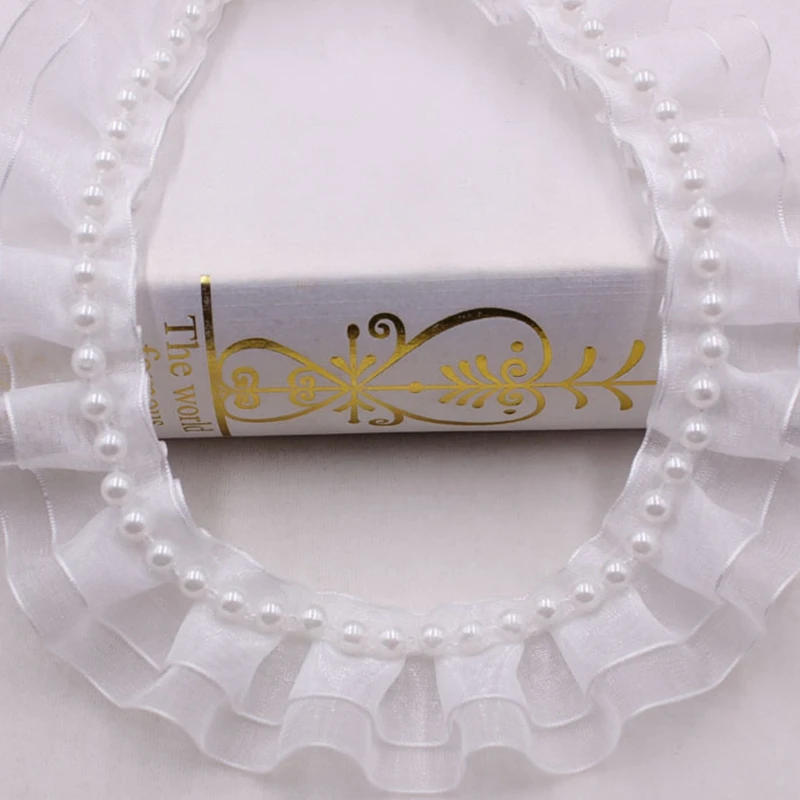 Description Picture 6 of item1Yards Black White Beaded Fringe  Lace Ribbon Pearl Embroidery Fabric Tassel Trim Jewelry Diy Clothing Wedding Dress Accessories