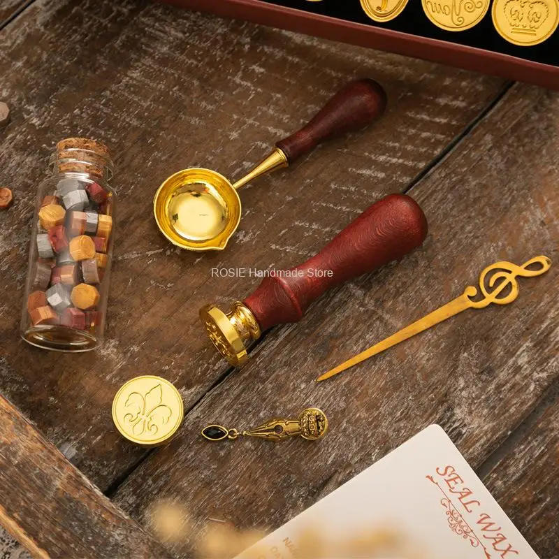 Description Picture 5 of itemWax Seal Stamp Set Lacquered Stamp Sealing Wax Kit DIY Craft Supplies Scrapbooking Wedding Invitation Decorative Sealing Wax Set