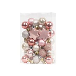 33pcs/Set Star Christmas Balls Christmas Tree Decorations Christmas Tree Ornaments Gold Pink Christmas Pendant Home Decor Gift