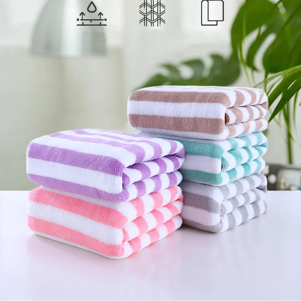 Description Picture 6 of item35x75cm Stripes Absorbent Quick Drying Bath Towel Sets Soft Adults Face Hand Towels Bathroom Microfiber Swim Bath Towels