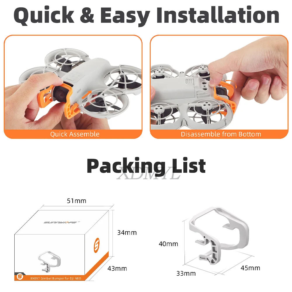 Description Picture 2 of itemSunnylife Plastic Gimbal Anti-Collision Lens Bumper Guard Protective Bar For DJI Neo Gimbal Bumper Protector Drone Accessories