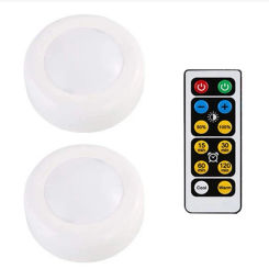 LED Cabinet Light battery warm/white Puck Lights Dimmable Under Shelf Kitchen Counter Lighting remote controller night light