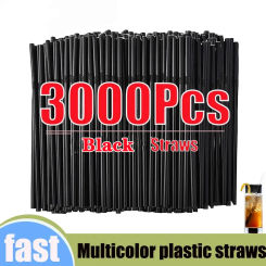 100-3000PCS Black Disposable Drinking Kunststof Straws rietjes Milk Tea Bar Party Wedding Kitchen pajitas Beverage Straw