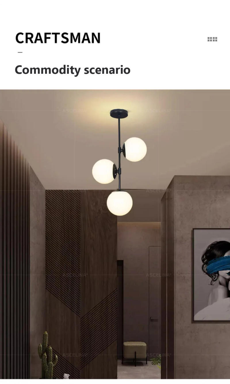 Description Picture 4 of itemNordic LED Glass Ceiling Light Multi Head Light For Cloakroom Balcony Halllway Entryway Living Room Home Decor Illumination