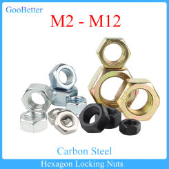 Hexagon Locking Nuts M2 M2.5 M3 M4 M5 M6 M8 M10 M12 Carbon Steel Locking Hex Nuts For Screw Bolt Fasteners