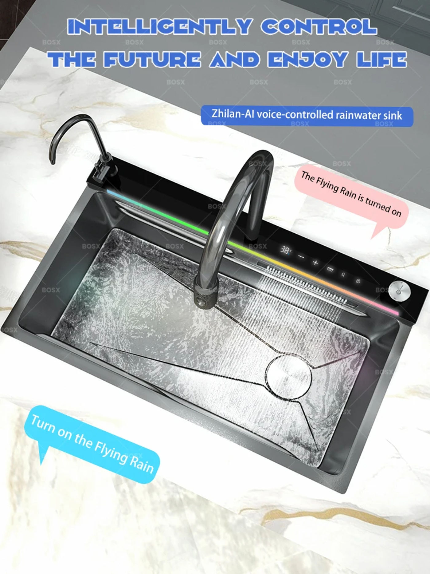 Description Picture 6 of itemAI voice-controlled Stainless Steel Kitchen Sink With Waterfall Large Single Slot Multifunctional Dishwashing Basin For Kitchen