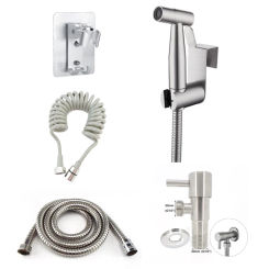 Silver Handheld wc Toilet shower head wash bidet sprayer Nozzle Stainless Steel faucet self clean douchette water hose Bathroom