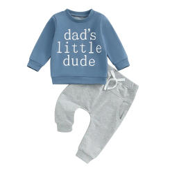 Toddler Boy Pants Set Letter Print Long Sleeve Sweatshirt Drawstring Pocket Long Pants Outfits