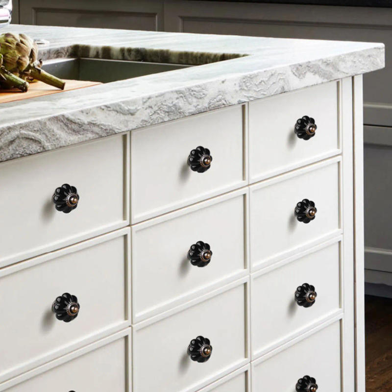 Description Picture 5 of itemBlack Ceramic Single Hole Knobs with Backplate for Drawer Antique Bronze Dresser Wardrobe Pulls Pumpkin Creative Cabinet Handles