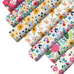 SMOOTH Faux Synthetic Leather Sheets Floral Print Leather Bows Fabric DIY Earrings Handbag Craft Accessories,1Yc22942