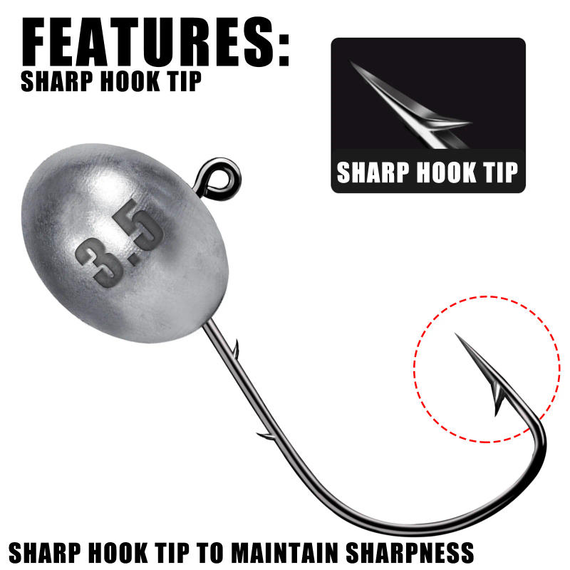 Description Picture 4 of itemJig Head Hook Rockfish Ajing Fishing Hooks For Soft Worm Lure Bass Fish Pesca Goods 0.8-7g 5pcs/Bag Pike Trout Accessories