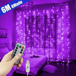USB Remote Control 6x3m LED Curtain Garland on The Window Fairy Light String Wedding Christmas Decor for Bedroom Home New Year