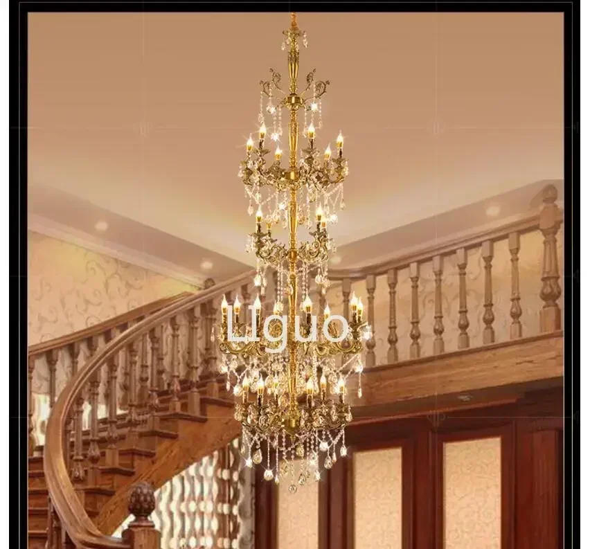 Description Picture 4 of itemBrass Alloy Luxurious European D80cm H235cm Chandelier Modern Crystal Chandelier / Light / Lighting Fixture AC 100% Guaranteed